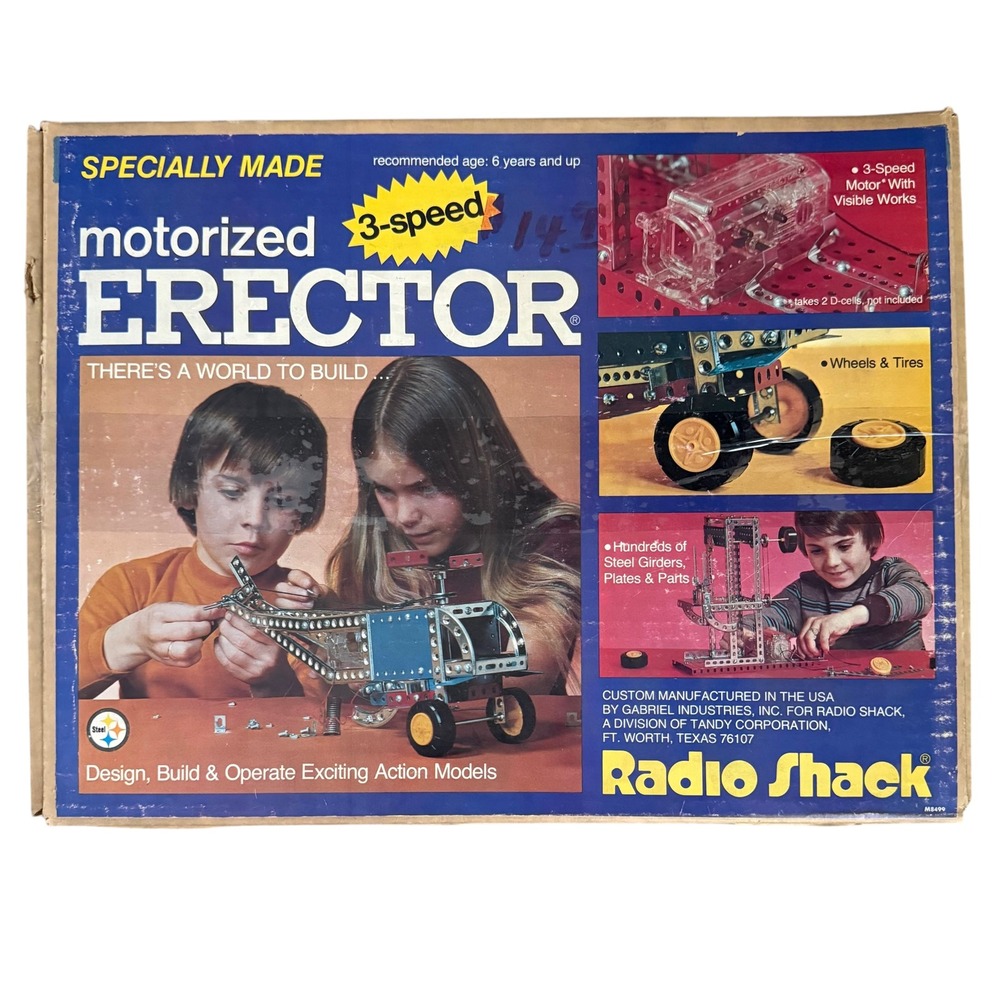 Radio Shack Motorized Erector Set Gabriel Industries 3-Speed Vintage Incomplete